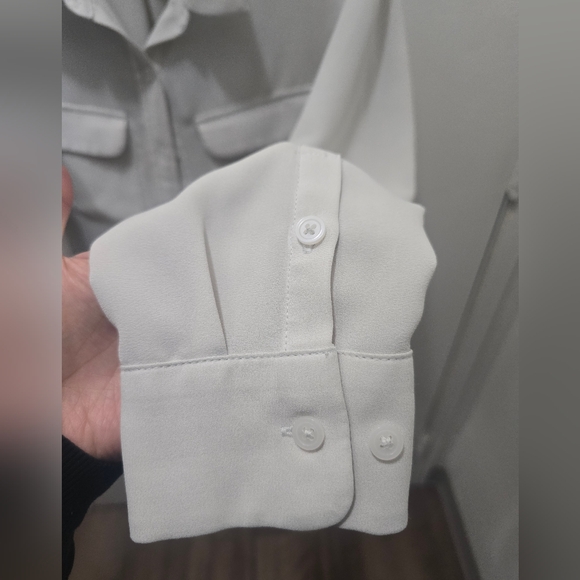 Alfani Cream Utility Button-Down Blouse - Picture 5 of 9